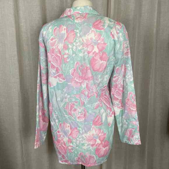 Vintage Blazer Womens Size Small Floral Pink Blue Pastel Spring Boyfriend 90s - Picture 6 of 13